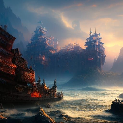 Pirate Overlooking Haunted Bay: Digital Matte Painting