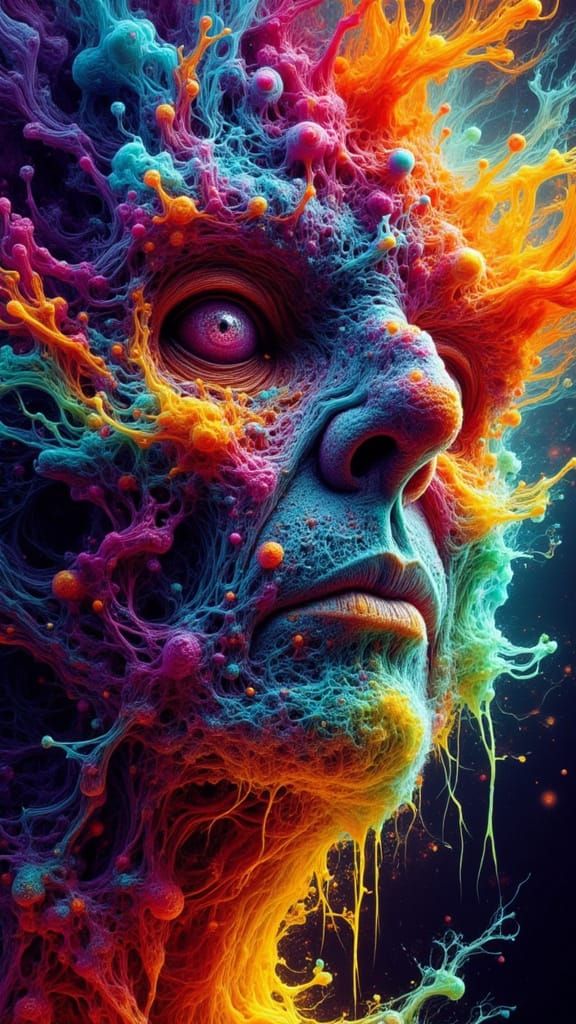 Surreal Hatchling Portrait in Biomechanical Splash Art