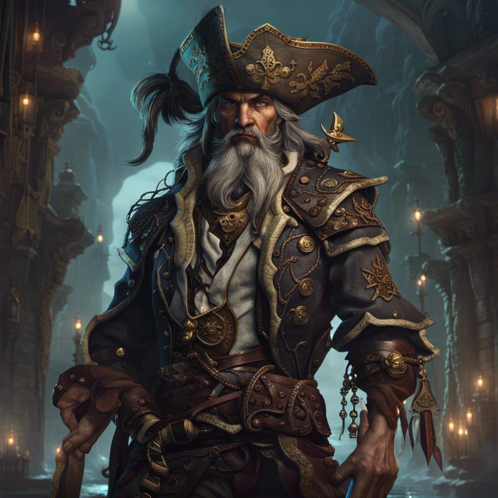 Sea Elf Pirate in Dark Fantasy Style