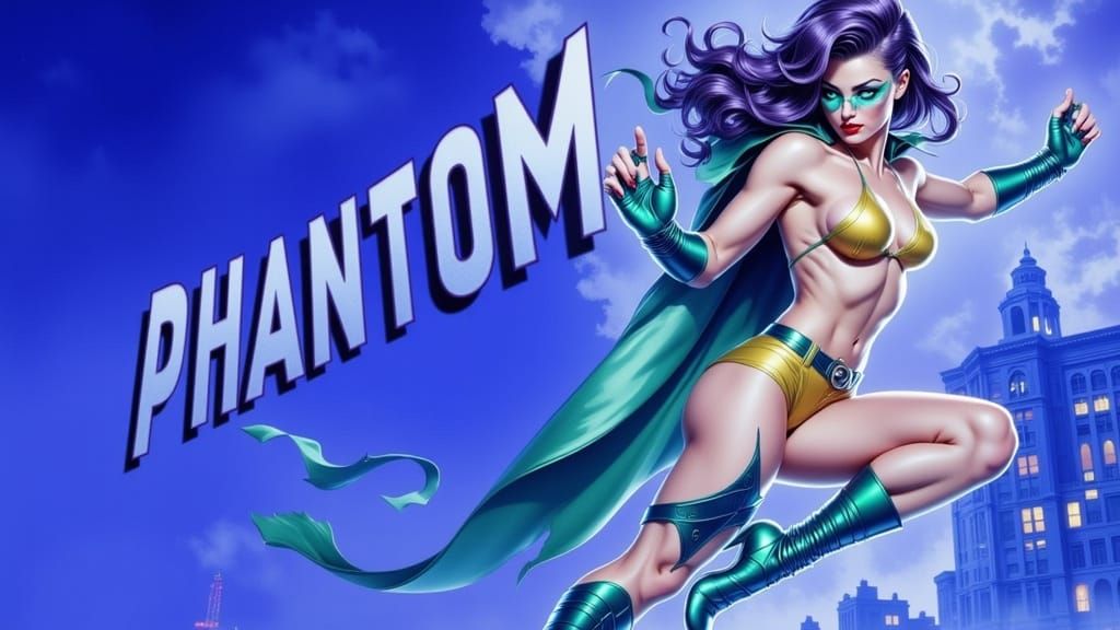 Hyperrealistic Phantom Lady in Urban Setting