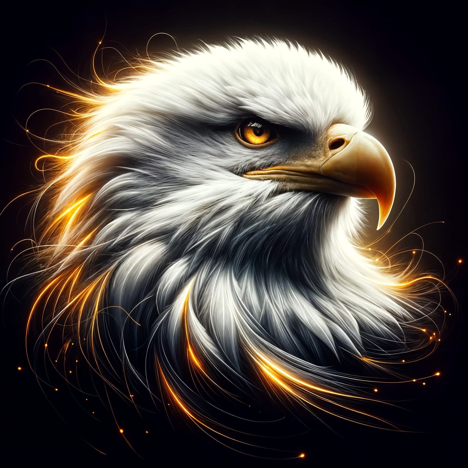 Majestic Bald Eagle Portrait in Fiber Optic Light