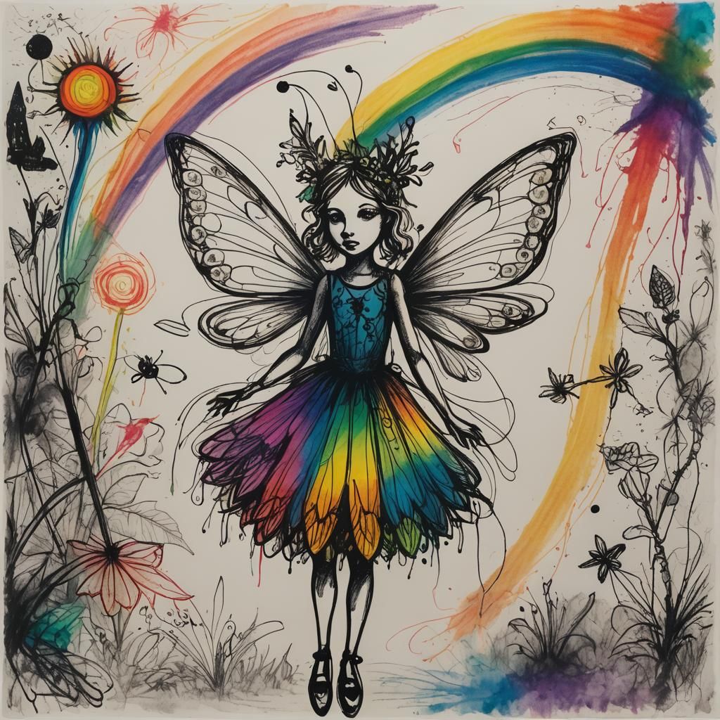 Surreal Crayon Fairy in Rayograph Style