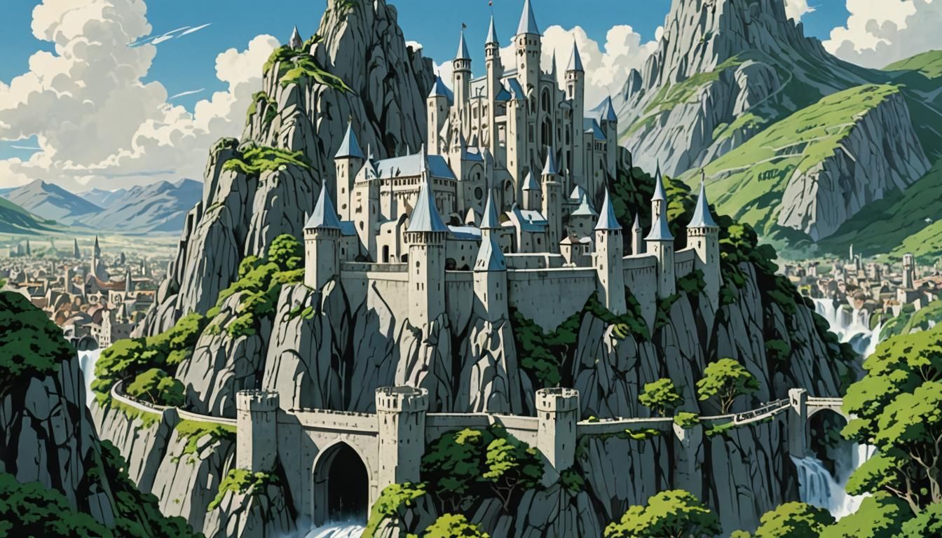 Minas Tirith: Gondor Citadel in Anime Style