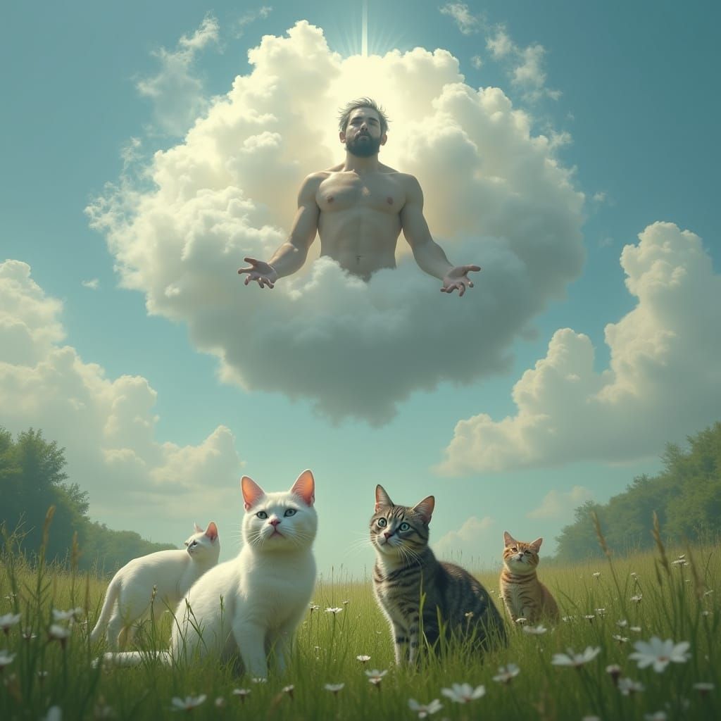 Majestic Cloud God Among Feline Kingdoms