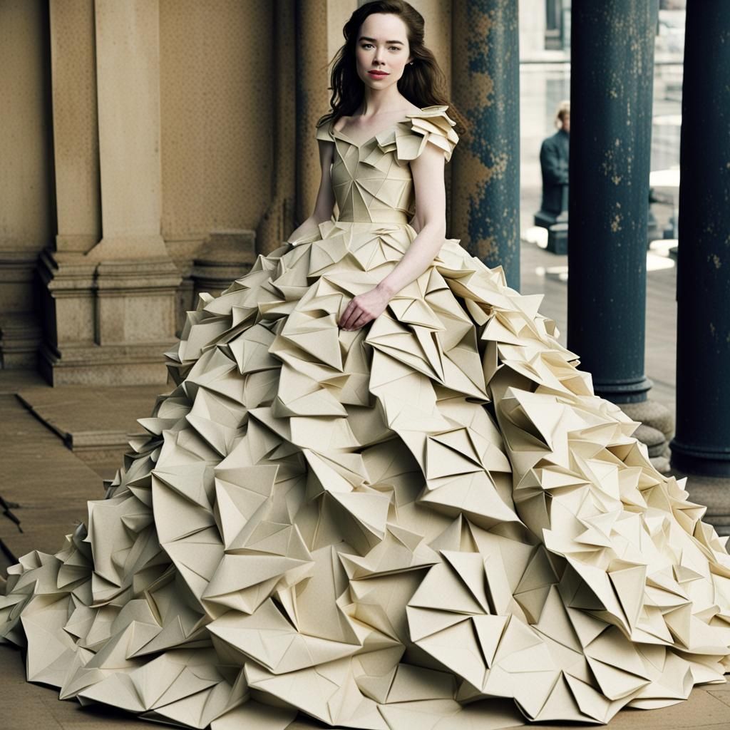 Anna Popplewell Wearing An Origami Dress