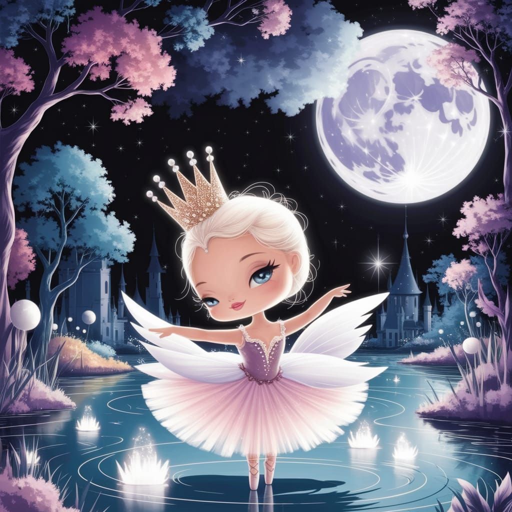 A charming chibi-style anime illustration of an enchanting, ...
