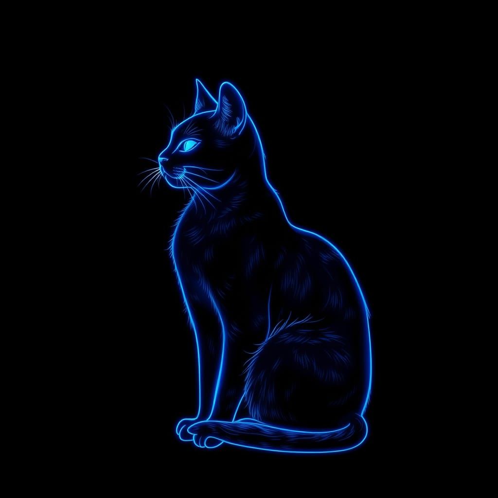 Futuristic Feline Illuminated in Neon Glow