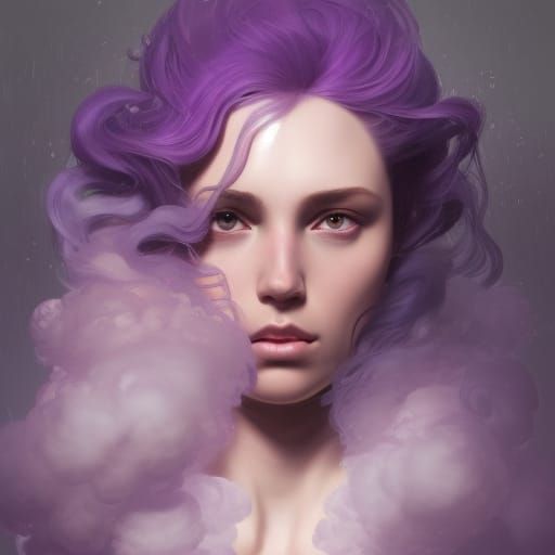 Cloud Hair Portrait in Hyperdetailed Digital Art