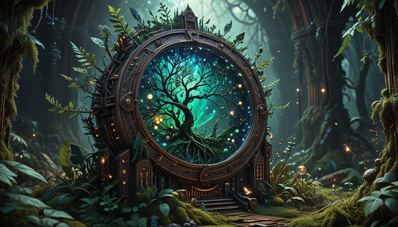 Cosmic Synthesizer Cathedral in Steampunk Style