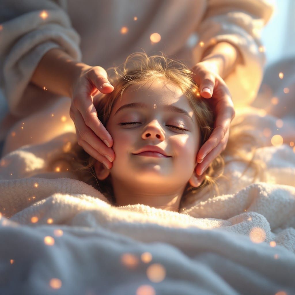 Serene Craniosacral Therapy Session in a Dreamlike Realm