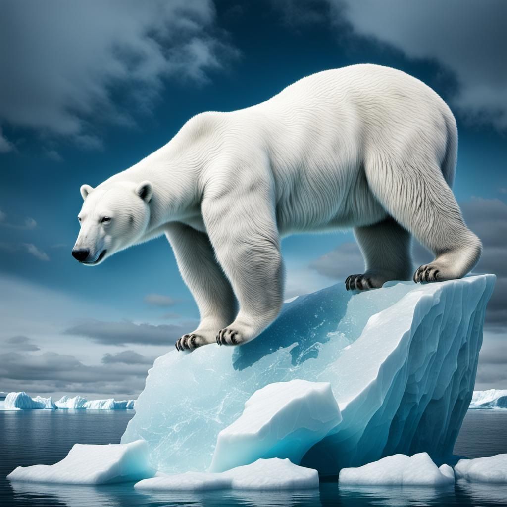 Hyperrealistic Polar Bear on Iceberg in HDR