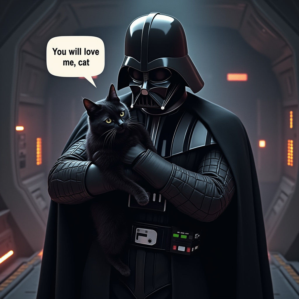 Darth Vader's Affection: A Surreal Galactic Scene