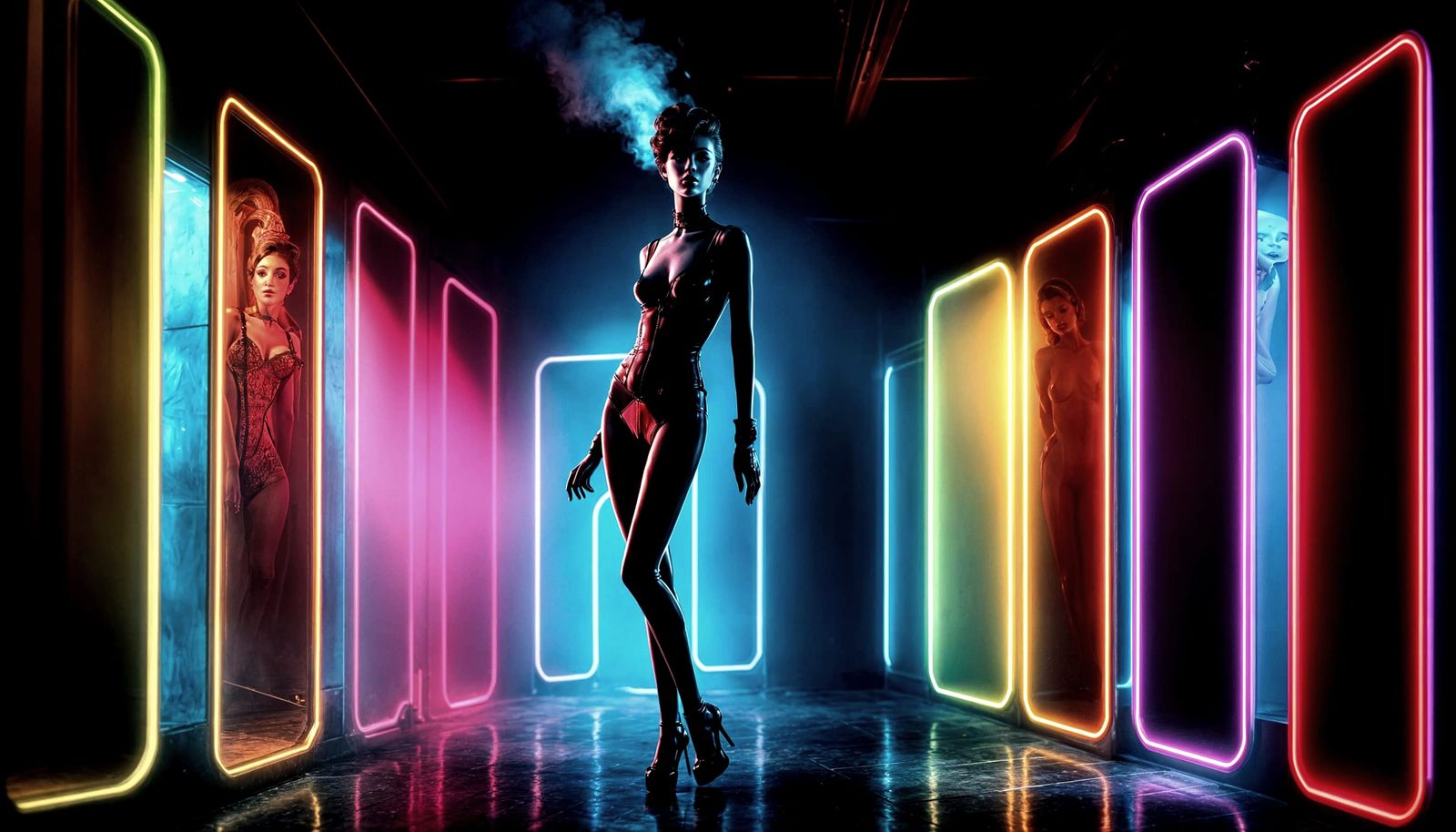 Film Noir Mannequin in Burlesque Comic Style