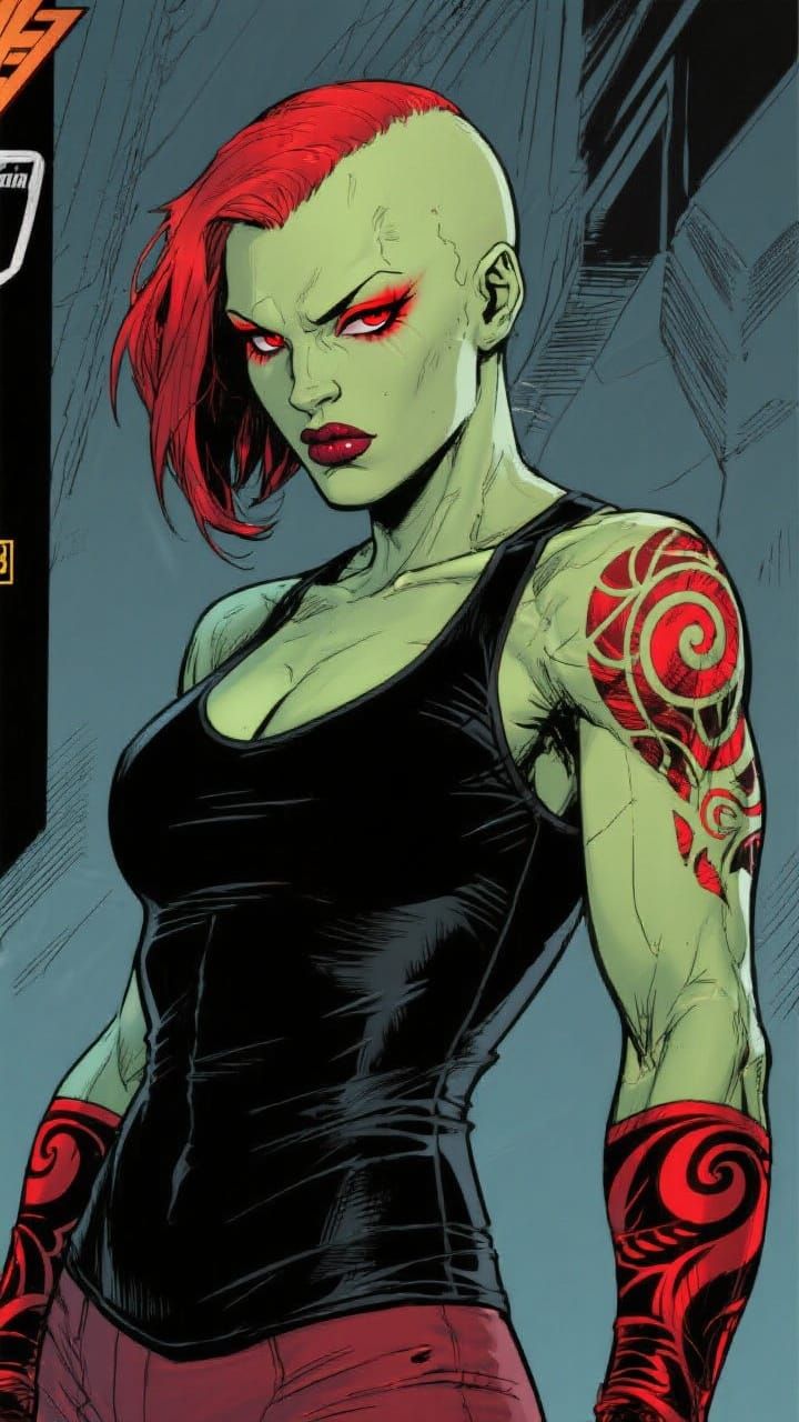 Female Drax the Destroyer as Comic Book Art