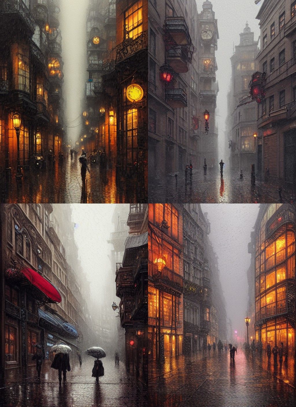 Steampunk Brussels Rainy Day: Intricate Matte Painting