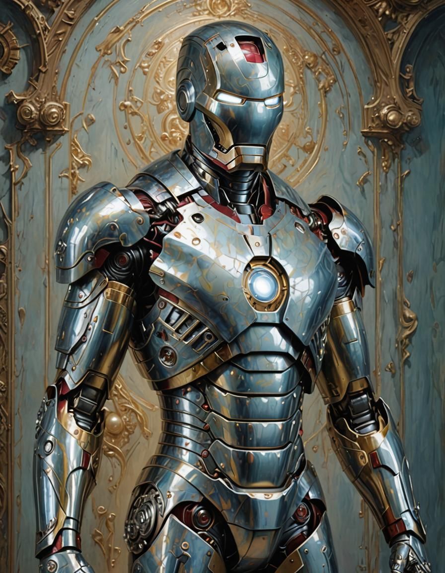 Futuristic Iron Man Armor in Pearl Colors