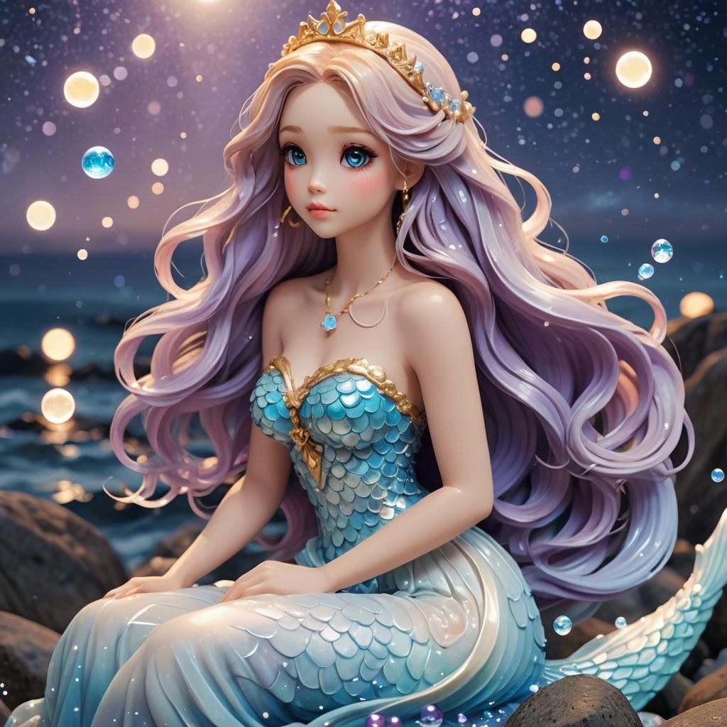 Dreamy 3D Anime Mermaid Princess in Pastel Colors