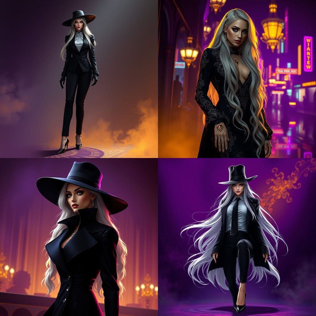 Elegant Dark Fantasy Mafia Queen in Black Attire