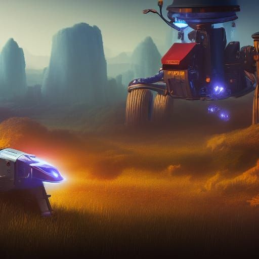 Farming Robot's Rise in Detailed Matte Painting