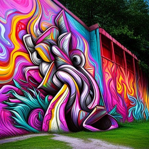 Colorful Graffiti Art with Oil Gouache Textures