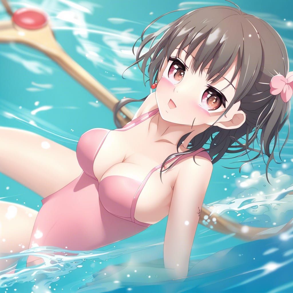 Cute Anime Girl in Swimsuit: Anime Key Visual