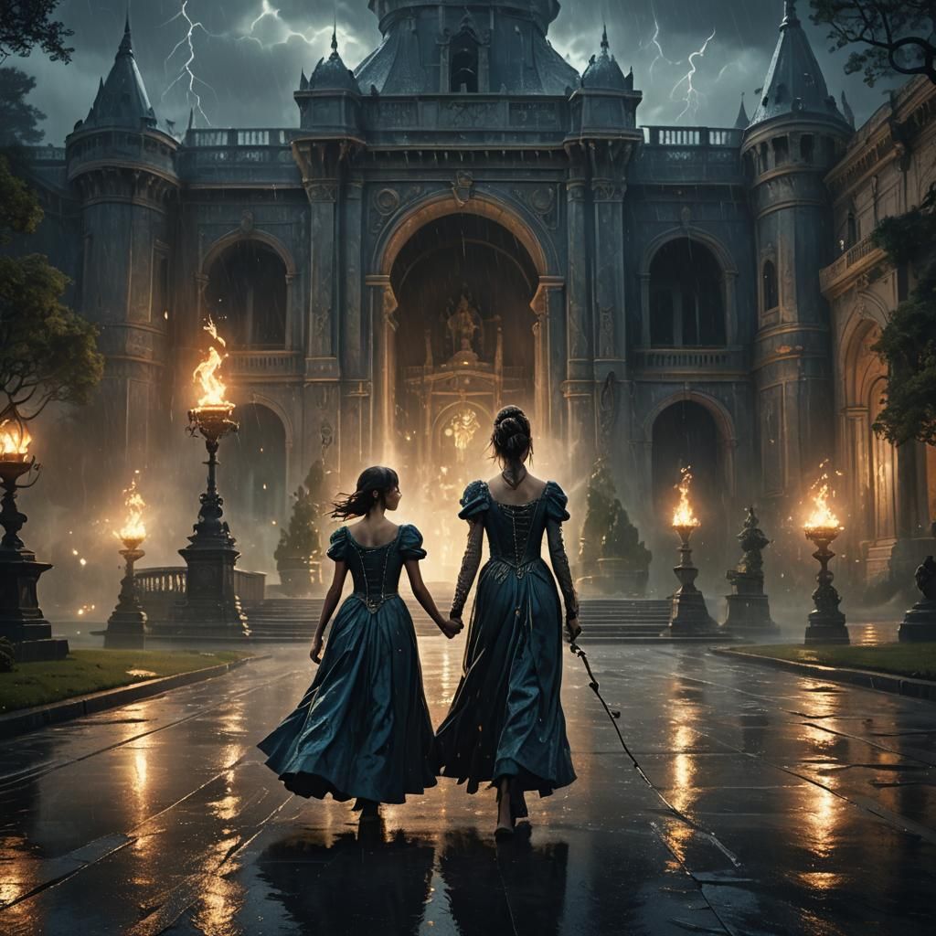 Dark Fantasy Palace on Fountain Concept Art