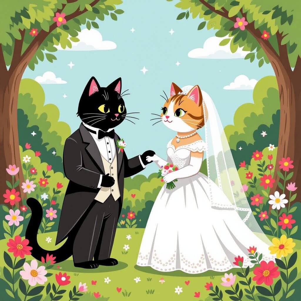 Cats Wedding in Beatrix Potter Style