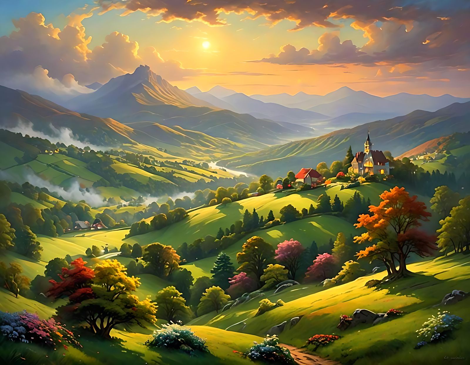 Landscape with Crepuscular Rays