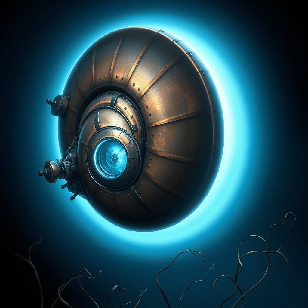 Futuristic Nautilus Vessel in Copper-Colored Metallic Armor