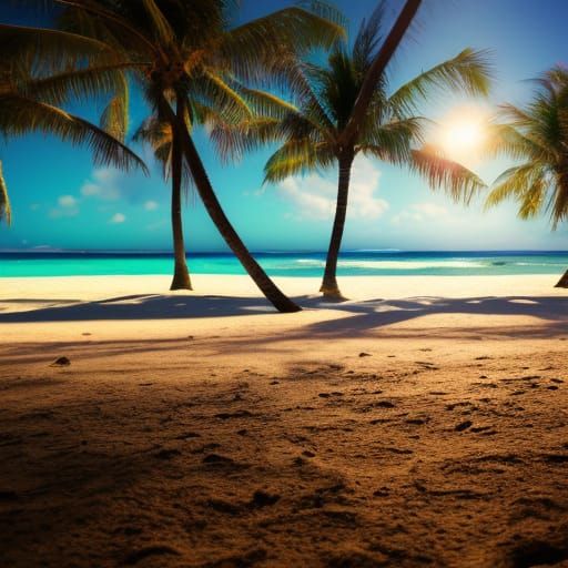 Idyllic Tropical Beach Scene in Sharp Focus