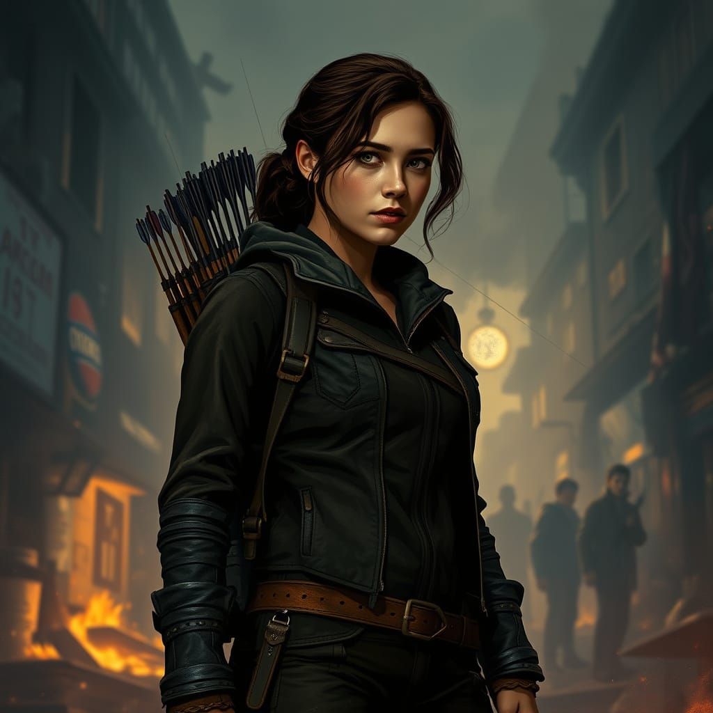 Katniss Everdeen in Gritty, Cinematic Illustration