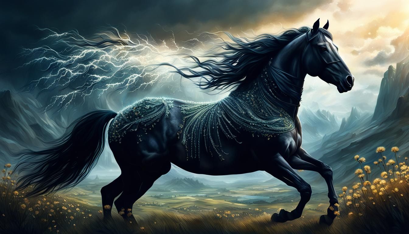 Dandelion Horse Digital Matte Painting