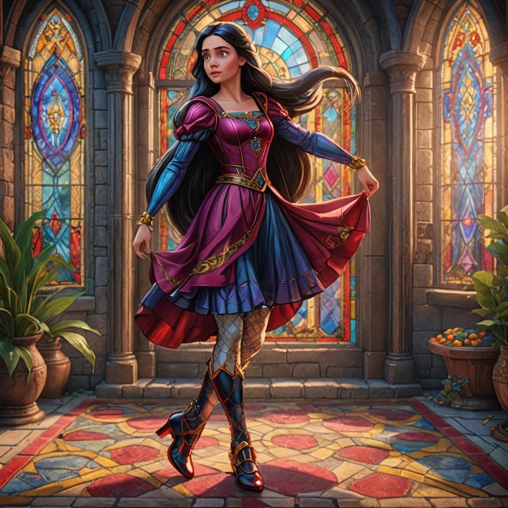 Rapunzel with Black Hair and Ruby Slippers