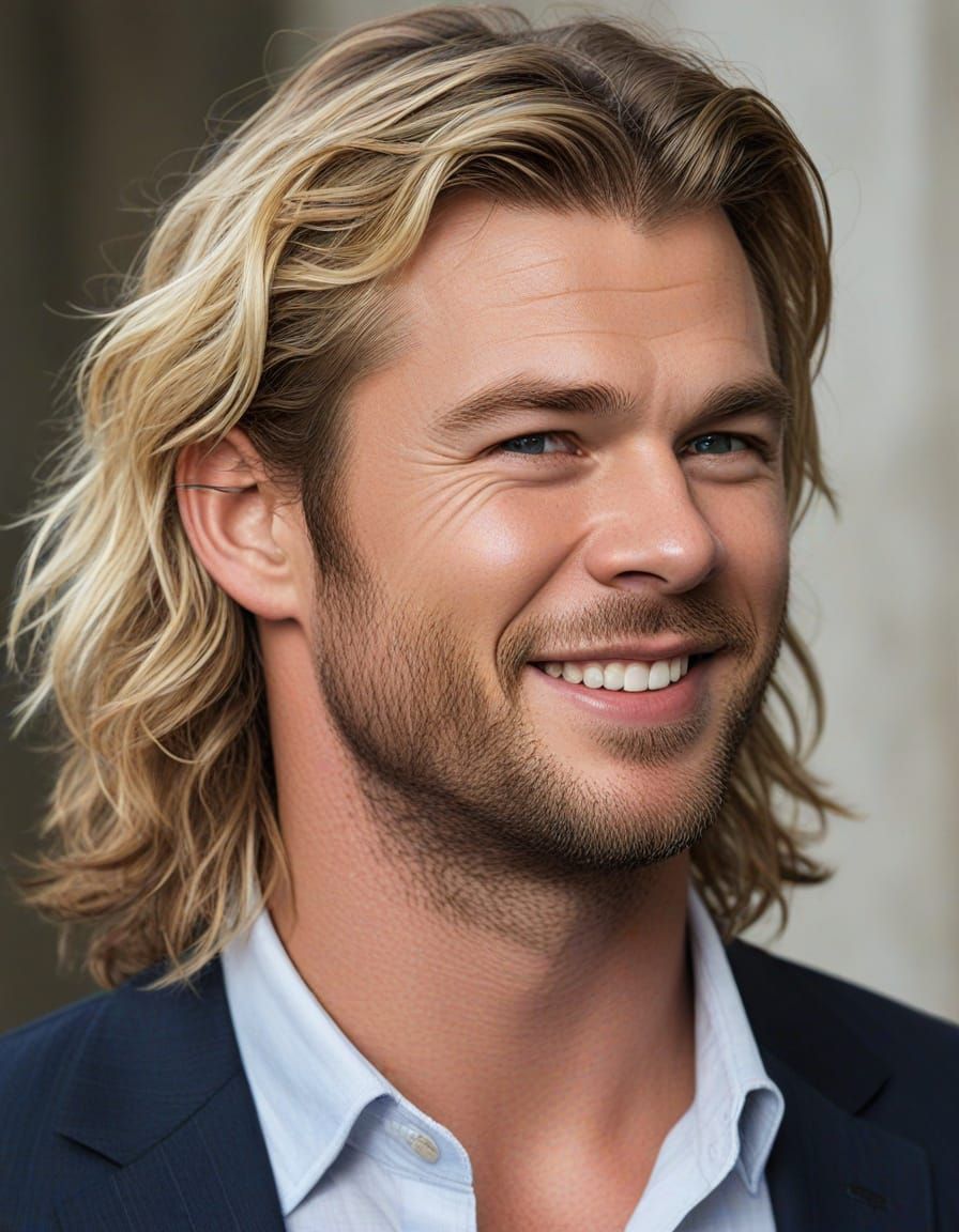 Smiling Man with Blonde Curls Portrait