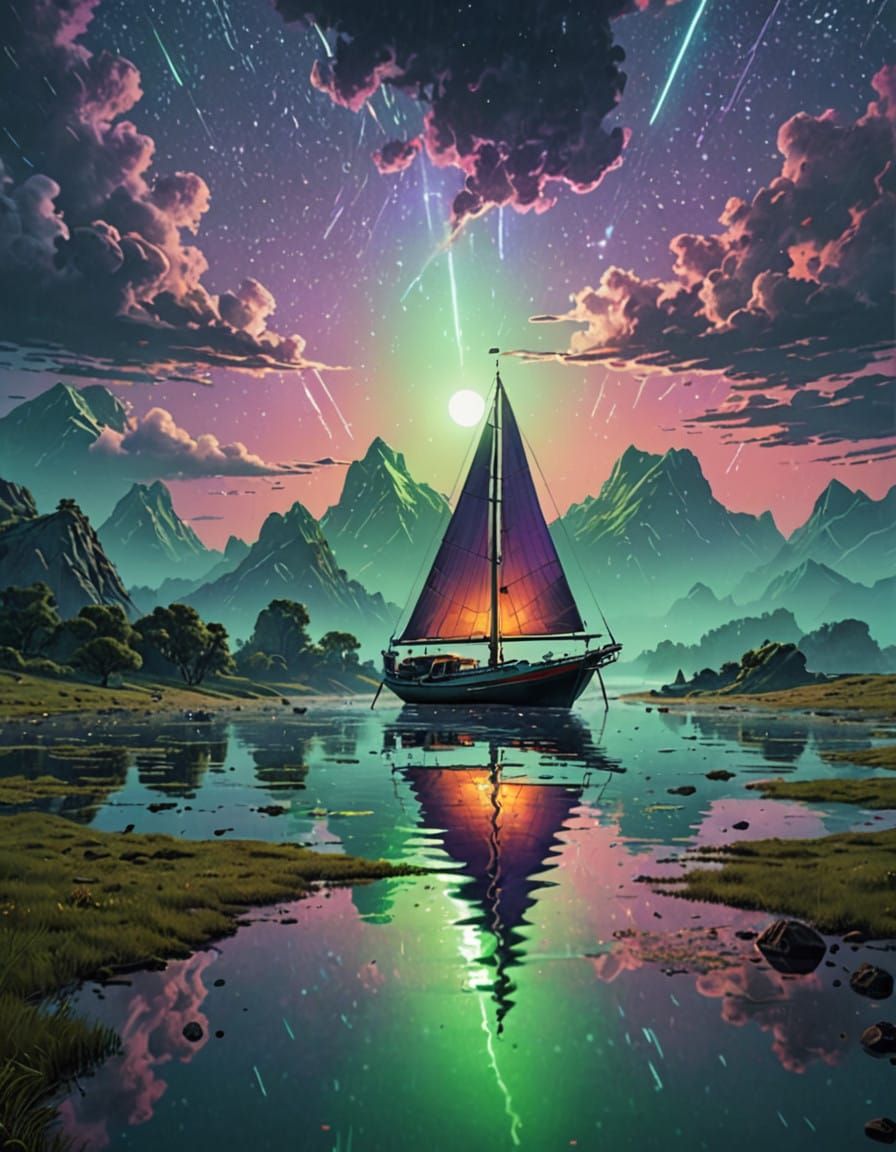 Ethereal Purple Waters at Sunset