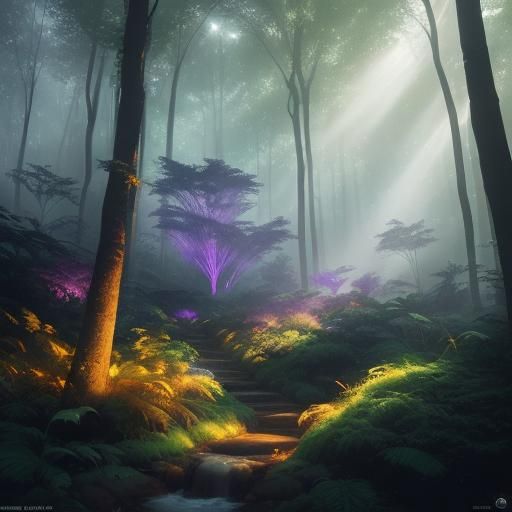 Sprinkler Lamp Sprays Light in Mystical Forest