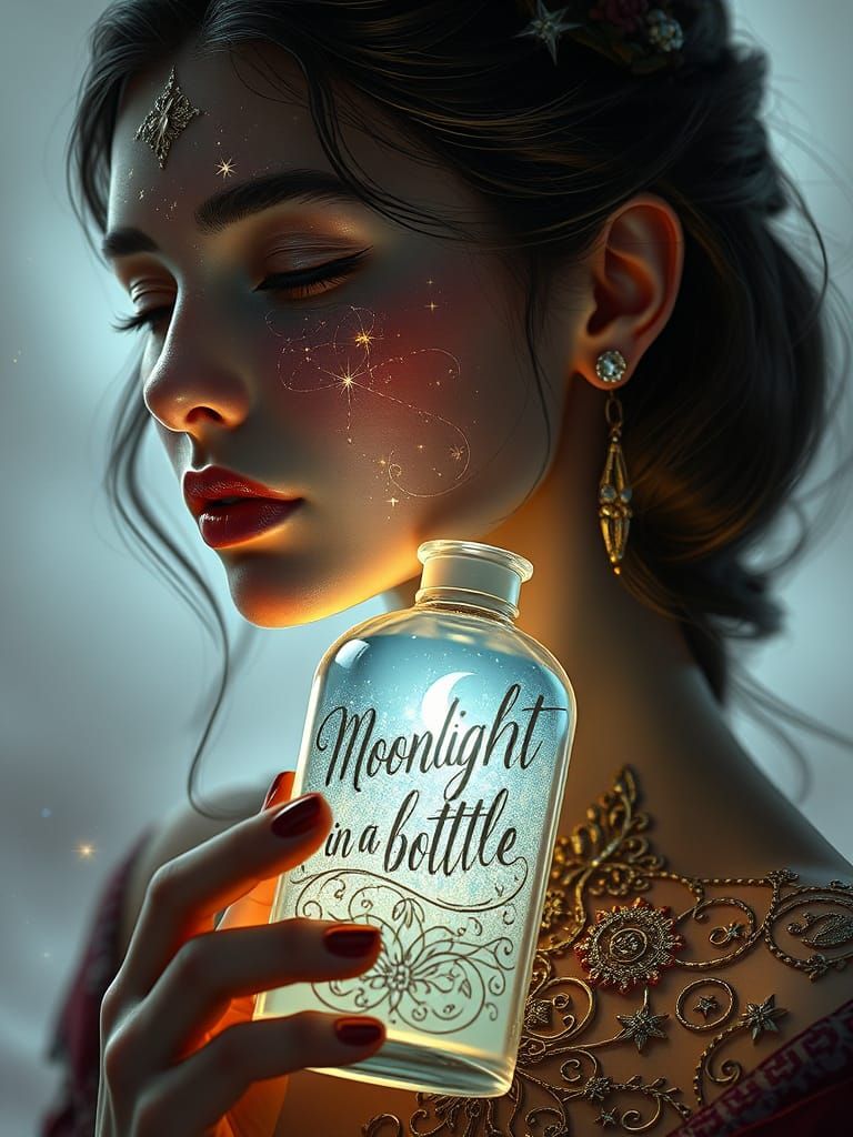 Ethereal Beauty in a Bottle – Celestial Fantasy Portrait