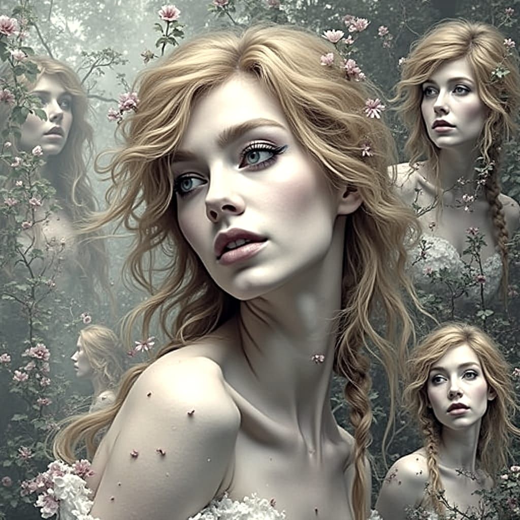 Enchanted Forest Double Exposure with Fairy Woman