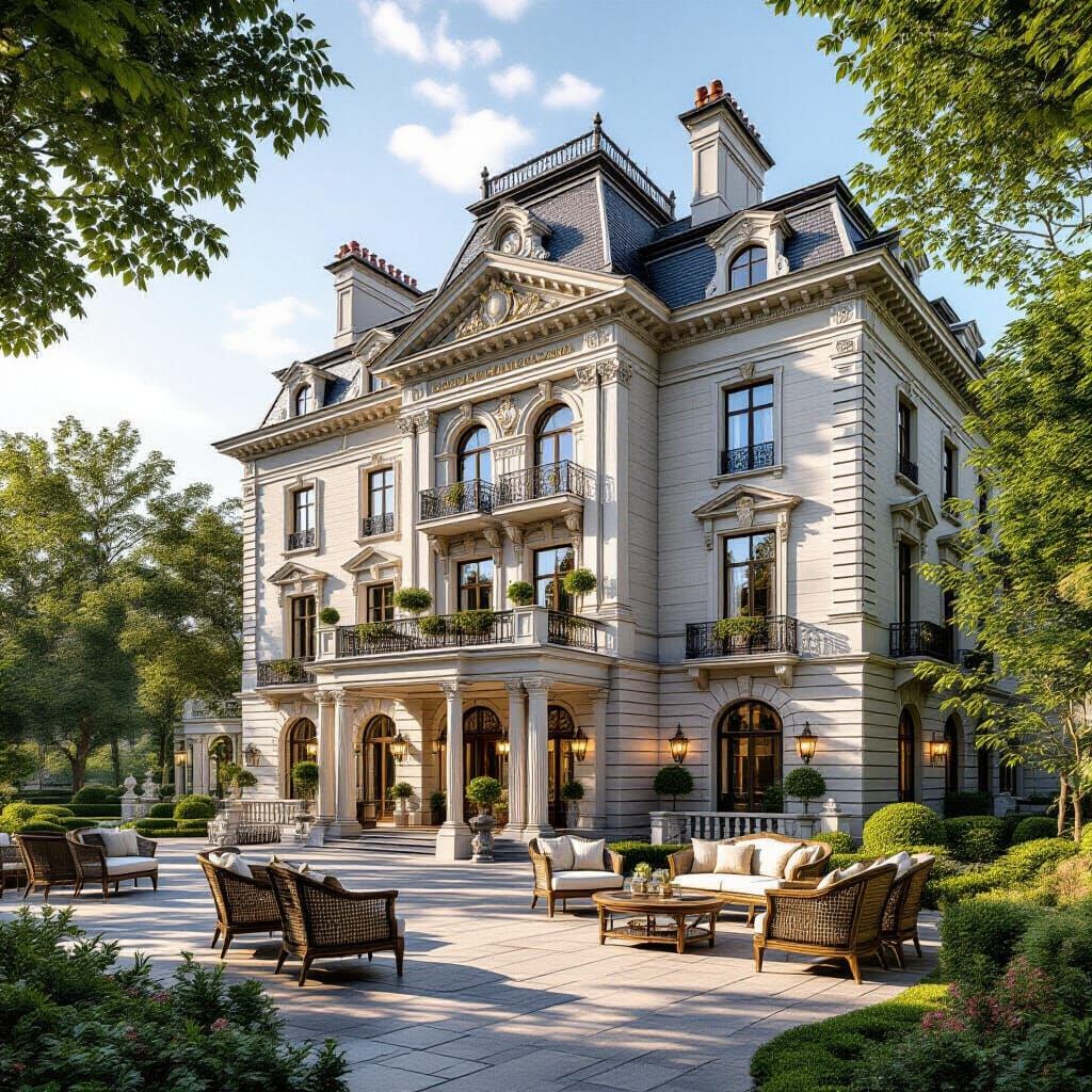 Elegant Victorian Hotel Exterior and Interior in City