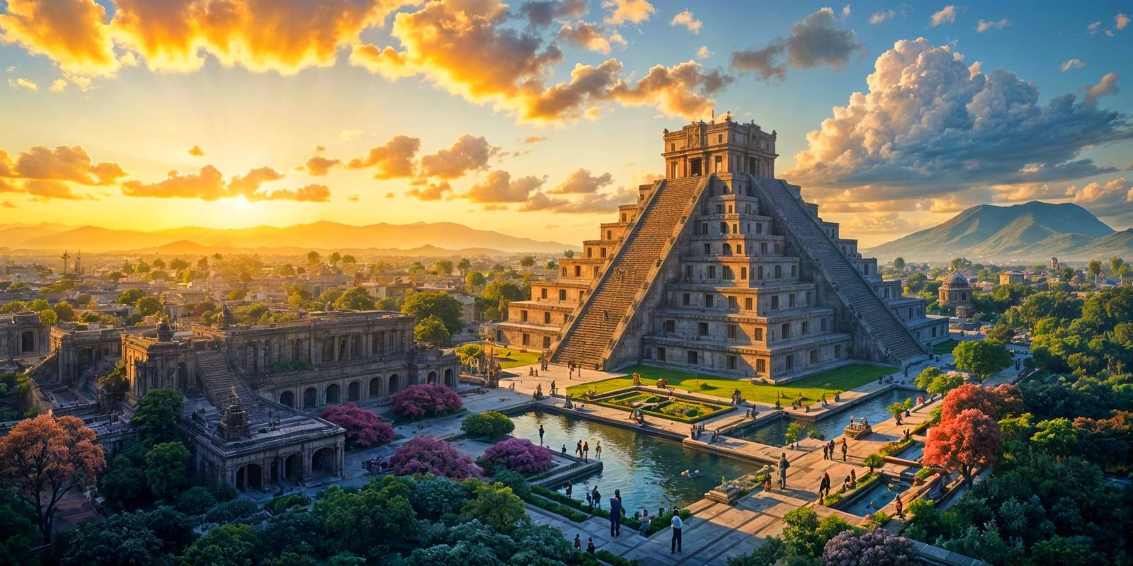 Panoramic Aztec Capital at Sunrise