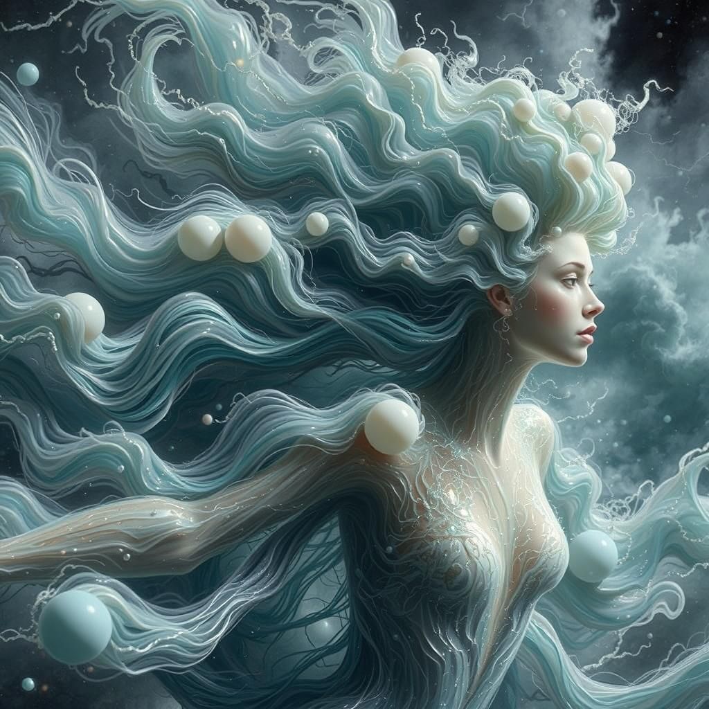 Ethereal Light Being Soaring Through Tempestuous Storm