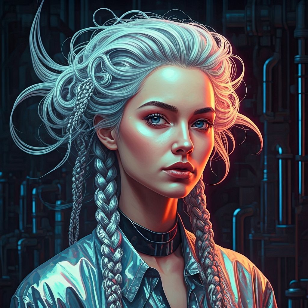 Woman with Silver Braids in Chrome Setting