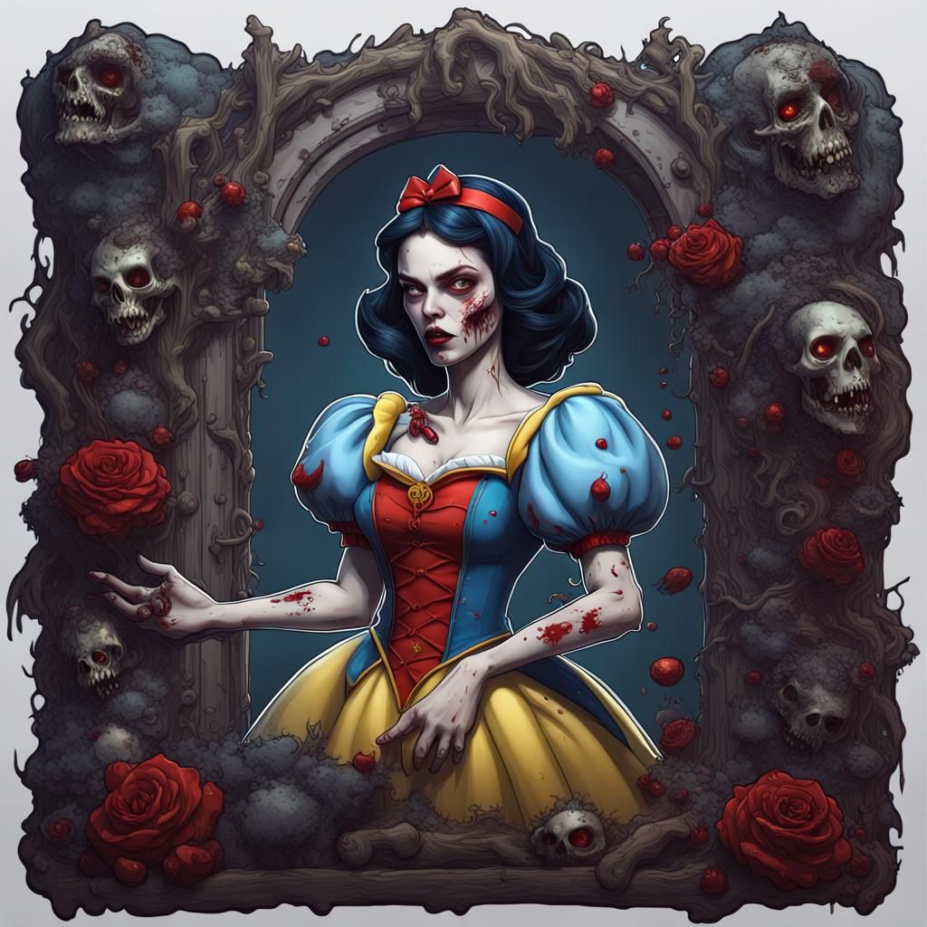 Zombie Snow White Sticker: Detailed Matte Painting
