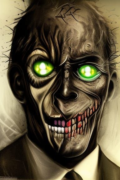 Surreal Two-Face Sketch of Supernatural Horror