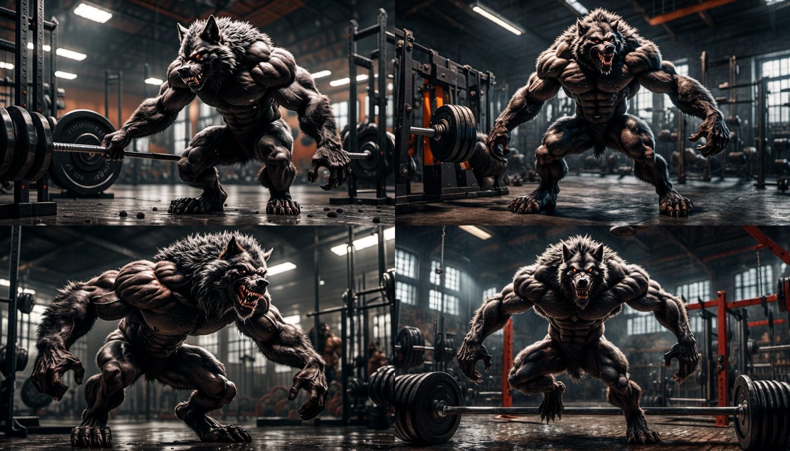 Powerful Werewolf in Gym Rendered in Unreal Engine