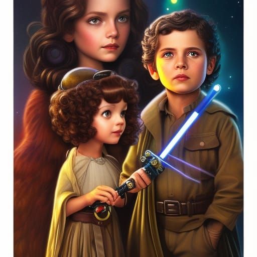 Adorable Boy and Mother in Star Wars Fantasy Art