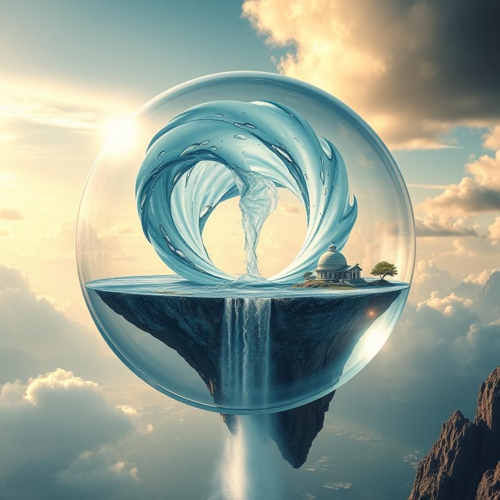 Floating Water Tornado and Crystal Dome