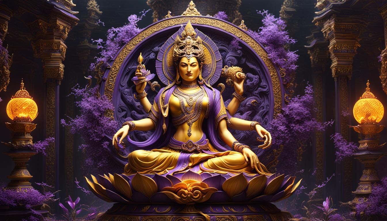Manjusri Bodhisattva in Dark Fantasy Style