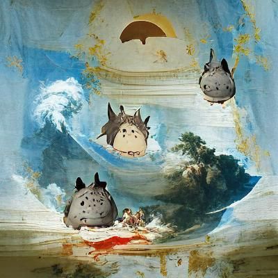 Totoro as Divine Figure in Tiepolo Style