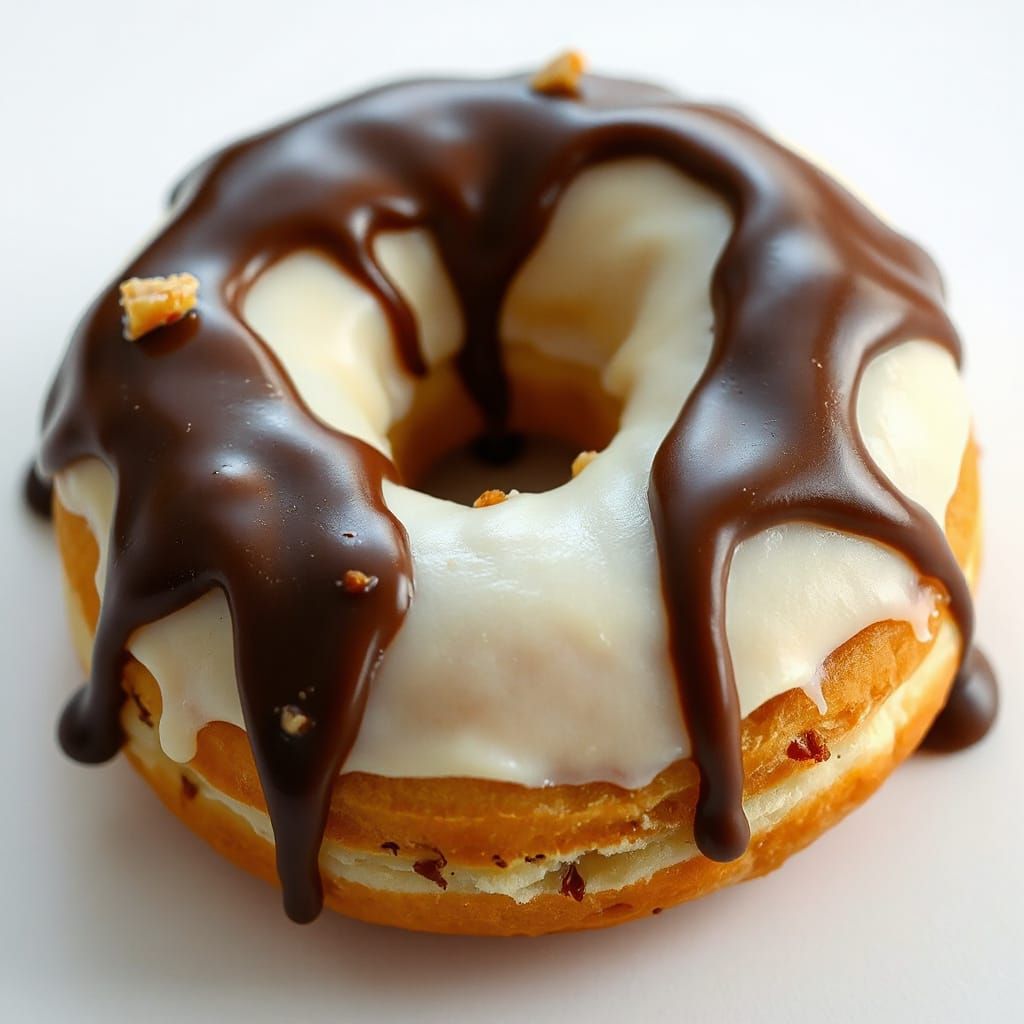 Delicious Chocolate Iced Donut with Golden Rim